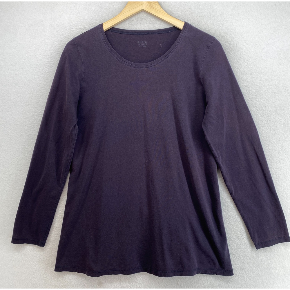 EILEEN FISHER Tunic S Organic Cotton Interlock Jersey Crewneck Long Sleeve Blue